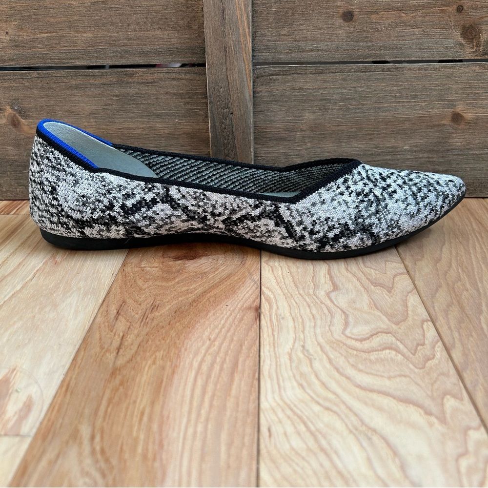 Rothy's The Point Black & White Python Print Flat… - image 13